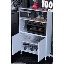 Duru 100 Cm İki Kapaklı Mutfak Kiler Dolabı Raflı Mikrodalga Fırın Standı Banyo Dolabı 100x150x32 Cm Beyaz