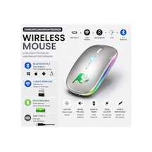 Jng-5012m Kablosuz Şarjlı Mouse Çift Modlu Bluetooth Ve 2.4 Ghz Usb Wireless Rgb Led Işıklı Telefon Tablet Bilgisayar Uyumlu 1600 Dpi Sessiz Click Mouse Diğer