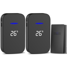 Sones C302b Bir İla İki Ev Kablosuz Kapı Zili Sıcaklık Dijital Ekran Uzaktan Kumanda Yaşlı Çağrı Cihazı, Ab Tak Siyah