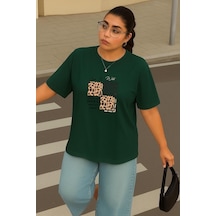 Büyük Beden Love Is Wıld Baskılı Unisex Tişört Yeşil