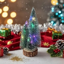 1 Adet Rgb Işıklı Mini Yılbaşı Ağacı Masaüstü Aydınlatma Dekoratif Hediyelik Pilli Çam Ağaç Yılbaşı Süsü 20cm 20cm .