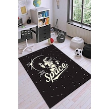 Siyah Kaymaz Taban Uzay Tema Astronotlu Çocuk Halısı Ar1158n11