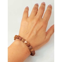 Güneş Taşlı Rudraksha Tohum Unisex Bileklik 8mm Bakır