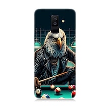 Samsung Galaxy A6 Plus Uyumlu Bilardo Oynayan Deri Ceketli Kartal Desenli Silikon Kılıf