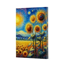 Van Gogh 4 - Ayçiçekleri Çizgili Yan Boyamalı Defter