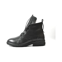 Onlo Ayakkabı Er.345 Hakiki Deri Siyah Kürklü Fermuarlı Kadın Bot Siyah