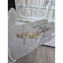925 Ayar Papatya Silver 3'lü Yılan Figürlü Baykuş Kolye Set.tabiat Kolye.rose.gold.rodaj Gümüş