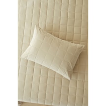 Ocean Home Textile %100 Pamuk Kumaş Kapitoneli Bej Çok Amaçlı Tek Kişilik Yatak Örtüsü Seti 1 Adet 180 X 230 / 1 Adet 50 X 70 Cm