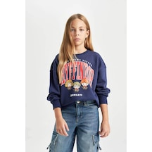 Defacto Kız Çocuk Lacivert Harry Potter Relax Fit Bisiklet Yaka Sweatshirt D3865A824AUNV241 Lacivert