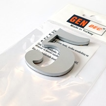 Gendec Kapı Numarası 8Cm No:5 Metalik Gri Kendinden Yapışkanlı Nu