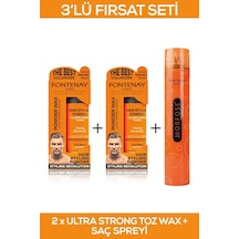 Fontenay Saç Şekillendirici Pudra Toz Wax Ultra Strong Turuncu 20gr X2 + 400ml Saç Spreyi 3'Lü Set