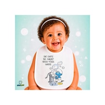Şirinler Keten Bebek Mama Önlüğü Yumuşak - Emici - Yıkanabilir - Özel Tasarım P189 Çok Renkli