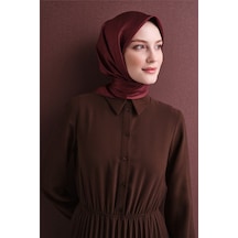 Armine Sura Saf İpek Eşarp 9642 37 Bordo Çizgi Desen