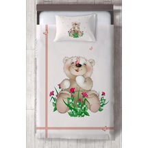 Mekta Home Bebek Ve Çocuk Odası Ayıcık Ve Çiçek Desenli Yatak Örtüsü Renkli