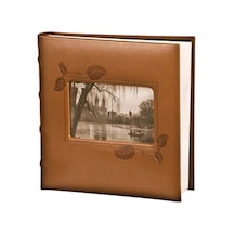 Sarmaşık Çerçeve Deri Kapak Fotoğraf Albümü Kahverengi 10 X 15 Cm