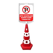 Site Sakinleri Hariç Park Yasaktır Çift Taraf Baskı Kırmızı Ultra Kedi Gözlü Ağırlıklı Koni Seti Trafik Dubası