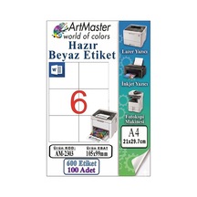 A4 Hazır Beyaz Etiket 105x99 Mm 100 Sayfa 1 Paket 6 Lı Kendinden Yapışkanlı Fotokopi Lazer İnkjet Kağıdı Yazıcılar İçin