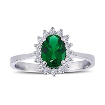 Lova Pırlantalı Oval Zümrüt Anturaj Yüzük - 1020236