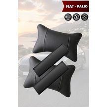 Fiat Palio Uyumlu Siyah Set Deri Yastık Lüks Deri Kemer Koruyucu