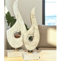 Dk-13 Elegance Traverten Dekor Seti 36-27 Cm Dekoratif Obje Şık Ev Aksesuarı Minimal