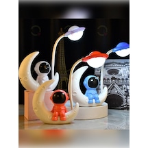 Mainshop Ay Üstünde Astronot Led Işık Usb Şarjlı Gece Lambası M-3137 Çok Renkli