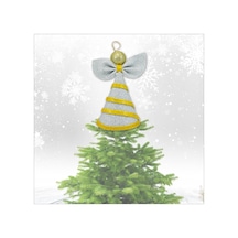 Yılbaşı Ağacı Simli Eva Külah Tepelik, 14cm X 9cm - Gümüş