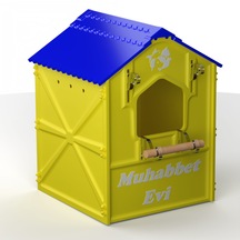Plastik Kuş Yuvası Demonte 15x15x20 Sarı - Lacivert