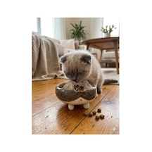 Kulaklı Tavşan Model Seramik El Yapımı Kedi Mama Kabı