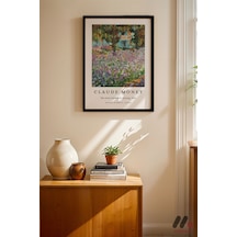 Claude Monet Iris Bahçesi, Siyah Çerçeveli Duvar Tablosu - Modern Ev Dekorasyonu