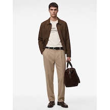 Koton Uzun Kollu Pamuklu Cepli Gömlek Yaka Düğmeli Slim Fit Ceket Kahverengi 6sam20025hw