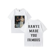 Startmore Kanye West Vintage T Shirt Made You Ünlü Adam Kadın's Gevşek Günlük Kıyafetler Hip Hop Street Beyaz