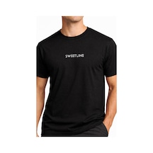 Sweetline Minimal Baskılı Unisex Tişört %100 Pamuk Oversize Bisiklet Yaka Günlük T-shirt Siyah