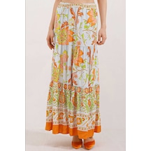 Bigdart 1898 Desenli Uzun Etek - Turuncu 001