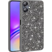Alan Tech Galaxy Uyumlu A06 Kılıf Parlak Taşlı Tasarım Alt Pırlanta Kapak - Gri Gri