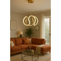 Elara Gold Led Avize Modern Salon & Oturma Odası Gold