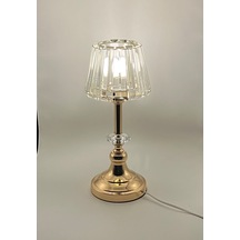 Furkan Kristal Dekoratif Taşlı Abajur Gold Bronz