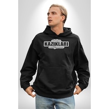 Atığın Kazıkları Saklıyorum Yazılı Kadın Erkek Siyah Kapüşonlu Sweatshirt Hoodie Siyah