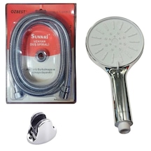 Özbest 200 Cm Spiral Duş Hortumu 5 Fonksiyon Başlık Mafsal Seti Krom