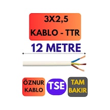 Öznur 3x2,5 Ttr Kablo Metre Seçenekli Beyaz - 12 Metre