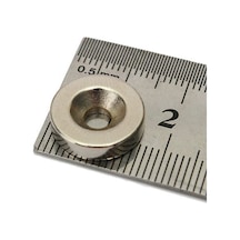 10 Adet - Havşa Delikli, Neodyum Mıknatıs, 15x3 Mm, Çok Güçlü Magnet