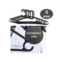 Kaydırmaz Elbise Askısı Fular Askısı Gömlek Tişört Askısı Kırılmaz 6 Adet Set Siyah Pantolon Askı Pl Diğer
