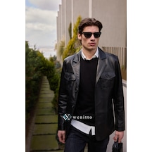 Wenitto Deri Mont Blazer Ceket Siyah