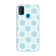 Samsung Galaxy M30s/m21 Uyumlu Mavi Çizgili Ve Sarı Papatya Baskılı Silikon Kılıf Renkli