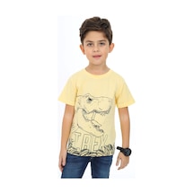 Toontoy Kids Toontoy Erkek Çocuk Baskılı Bisiklet Yaka Kısa Kollu Tişört Sarı