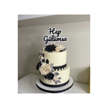 Hep Gülümse Pasta Süsü - Dekoratif Pasta Üstü Yazısı 2'li Set - Kişiye Özel Renk Seçenekli