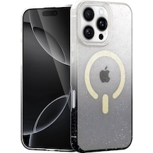 Mey İthalat Apple Uyumlu iPhone 16 Pro Max Pummel Shiny Magsafe Kapak - Siyah Şeffaf