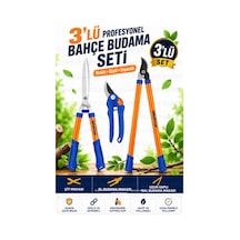 3'lü Profesyonel Bahçe Budama Seti Çit Makası El Budama Makası Uzun Saplı Dal Budama Makası Ergonomi