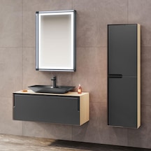 Orka Craft 100 Cm Meşe-Antrasit Banyo Dolabı Ve Boy Dolabı Takımı Antrasit