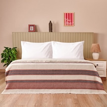 Soft Marun Çift Kişilik Yatak Örtüsü - Ekru / Kırmızı - 200x230 Cm Çok Renkli
