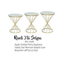 Brc RİVOLİ Zigon Model Metal transmisyon çelik Gold Renk kaplama Beyaz Mermer temper cam El yapım